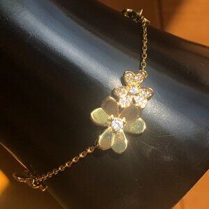 Pair Of Frivole Sterling Silver Gold Plated Flower Bracelets Set